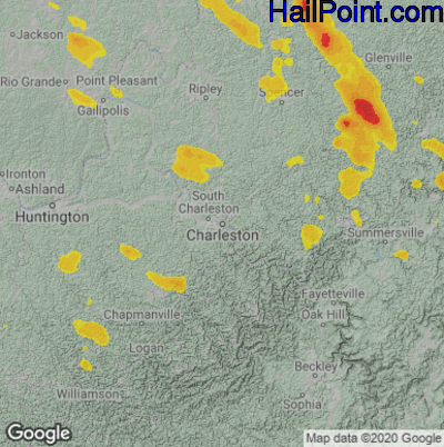 Hail Map for Charleston, WV Region on June 13, 2021