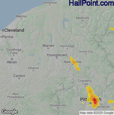 Hail Map for Youngstown, OH Region on June 13, 2021