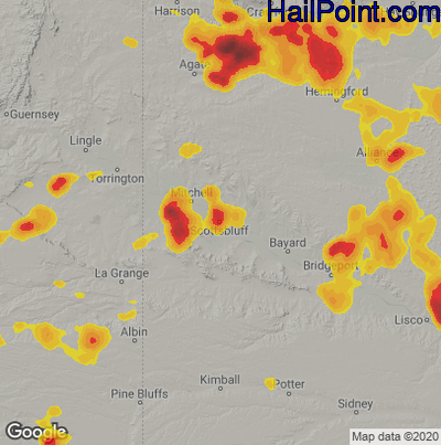 Hail Map for Scottsbluff, NE Region on June 13, 2021