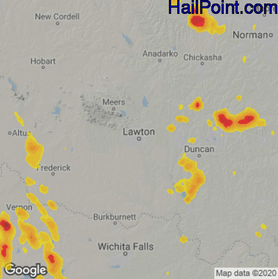 Hail Map for Lawton, OK Region on June 13, 2021