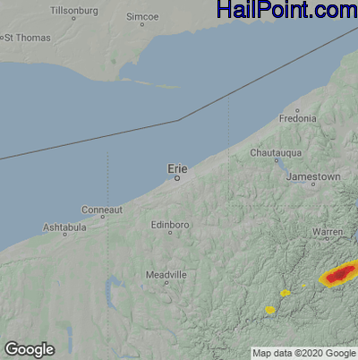 Hail Map for Erie, PA Region on June 13, 2021