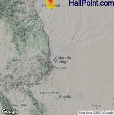 Hail Map for Colorado Springs, CO Region on June 13, 2021 