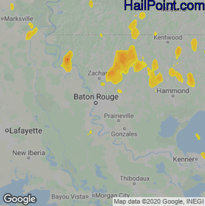 Hail Map for Baton Rouge, LA Region on June 13, 2021