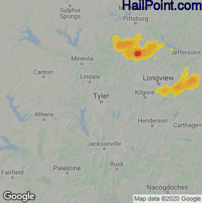 Hail Map for Tyler, TX Region on June 14, 2021