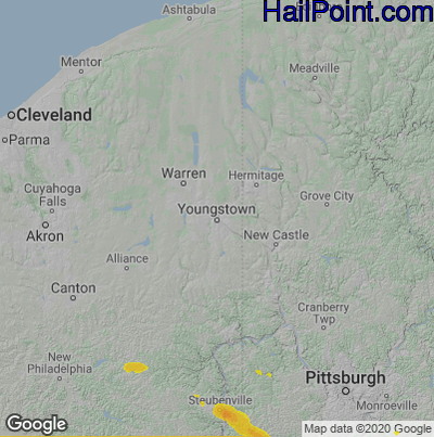 Hail Map for Youngstown, OH Region on June 14, 2021
