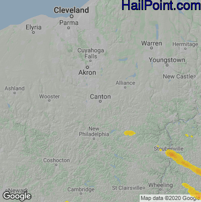 Hail Map for Canton, OH Region on June 14, 2021