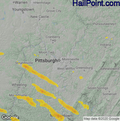Hail Map for Pittsburgh, PA Region on June 14, 2021