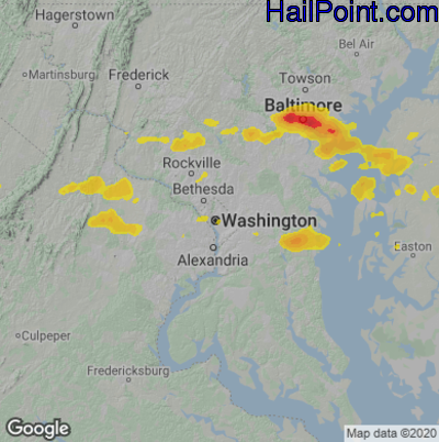 Hail Map for Washington, DC Region on June 15, 2021 