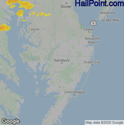 Hail Map for Salisbury., MD Region on June 15, 2021 