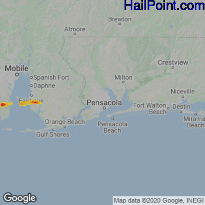 Hail Map for Pensacola, FL Region on June 15, 2021