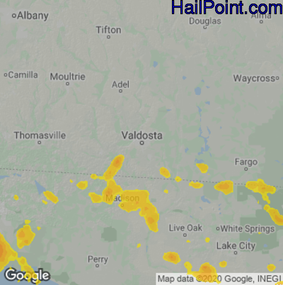 Hail Map for Valdosta, GA Region on June 15, 2021