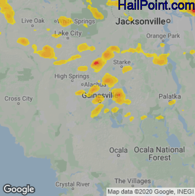 Hail Map for Gainesville, FL Region on June 15, 2021 