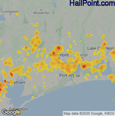Hail Map for Beaumont, TX Region on June 15, 2021