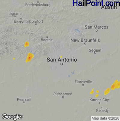 Hail Map for San Antonio, TX Region on June 15, 2021