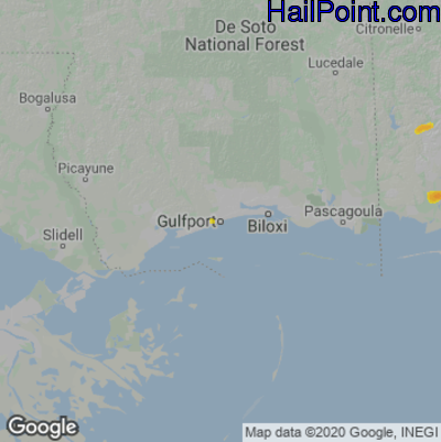 Hail Map for Gulfport, MS Region on June 17, 2021
