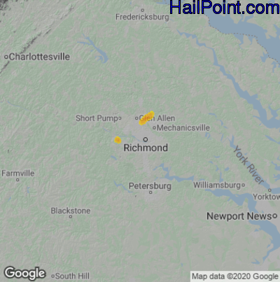 Hail Map for Richmond, VA Region on June 18, 2021