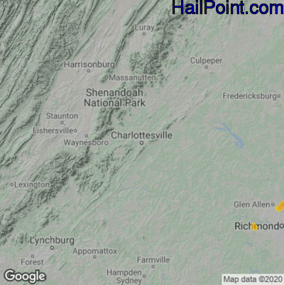 Hail Map for Charlotttesville, VA Region on June 18, 2021