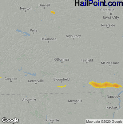 Hail Map for Ottumwa, IA Region on June 18, 2021