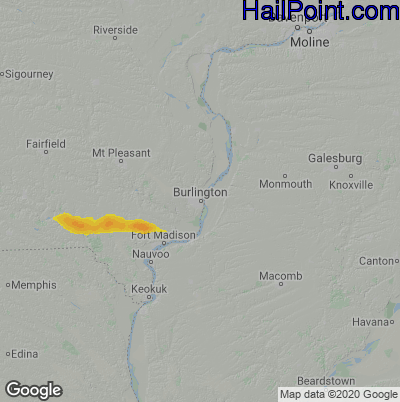Hail Map for Burlington, IA Region on June 18, 2021