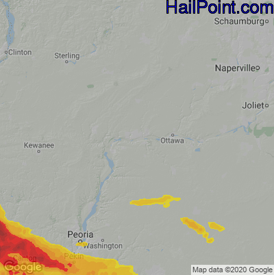Hail Map for Peru, IL Region on June 18, 2021 
