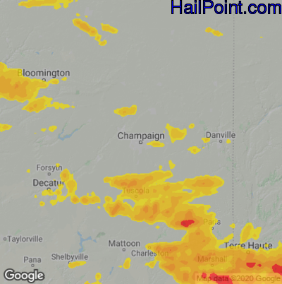 Hail Map for Champaign, IL Region on June 18, 2021