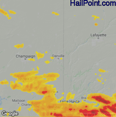 Hail Map for Danville, IL Region on June 18, 2021 