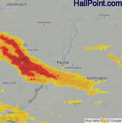 Hail Map for Peoria, IL Region on June 18, 2021
