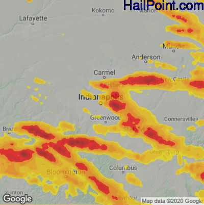 Hail Map for Indianapolis, IN Region on June 18, 2021