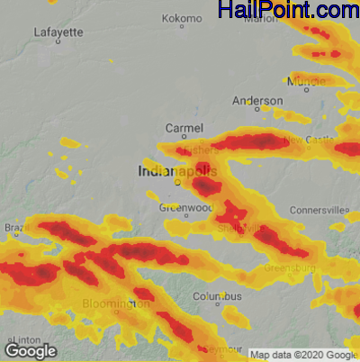 Hail Map for Indianapolis, IN Region on June 18, 2021 