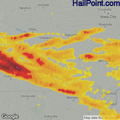 Hail Map for Ottumwa, IA Region on June 19, 2021