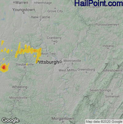 Hail Map for Pittsburgh, PA Region on June 19, 2021