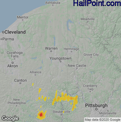Hail Map for Youngstown, OH Region on June 19, 2021