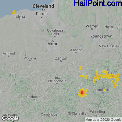 Hail Map for Canton, OH Region on June 19, 2021 
