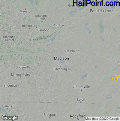Hail Map for Madison, WI Region on June 19, 2021