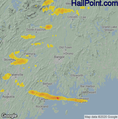 Hail Map for Bangor, ME Region on June 19, 2021