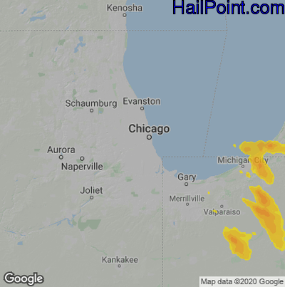 Hail Map for Chicago, IL Region on June 19, 2021