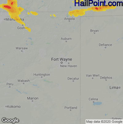 Hail Map for Fort Wayne, IN Region on June 20, 2021 