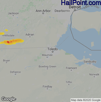 Hail Map for Toledo, OH Region on June 20, 2021