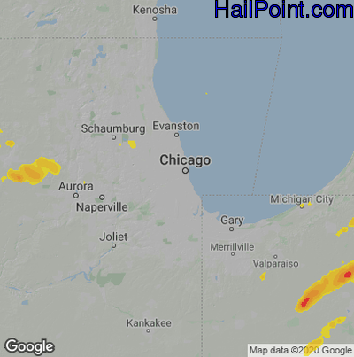 Hail Map for Chicago, IL Region on June 20, 2021