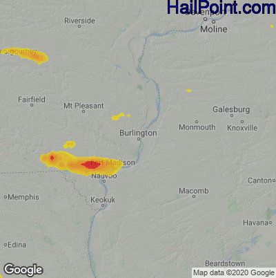 Hail Map for Burlington, IA Region on June 21, 2021 