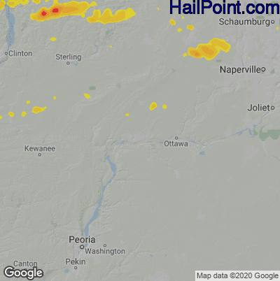 Hail Map for Peru, IL Region on June 21, 2021