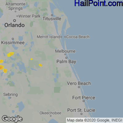 Hail Map for Palm Bay, FL Region on June 21, 2021