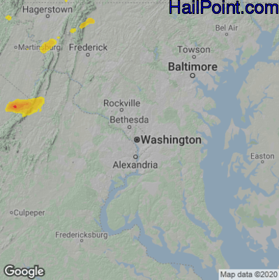 Hail Map for Washington, DC Region on June 21, 2021