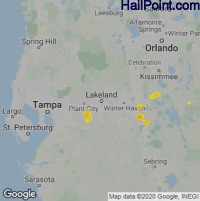 Hail Map for Lakeland, FL Region on June 21, 2021