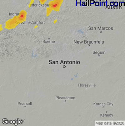 Hail Map for San Antonio, TX Region on June 22, 2021