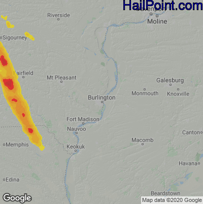 Hail Map for Burlington, IA Region on June 22, 2021