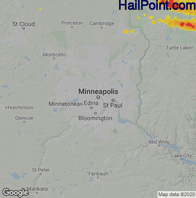 Hail Map for Minneapolis, MN Region on June 24, 2021