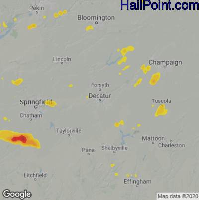 Hail Map for Decatur, IL Region on June 24, 2021