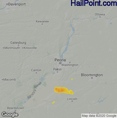 Hail Map for Peoria, IL Region on June 26, 2021