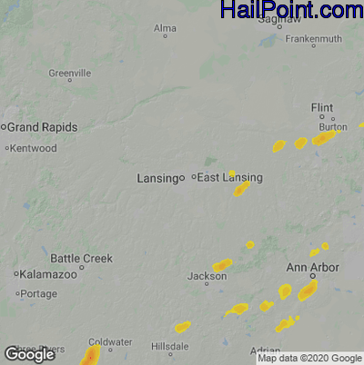 Hail Map for Lansing, MI Region on June 29, 2021